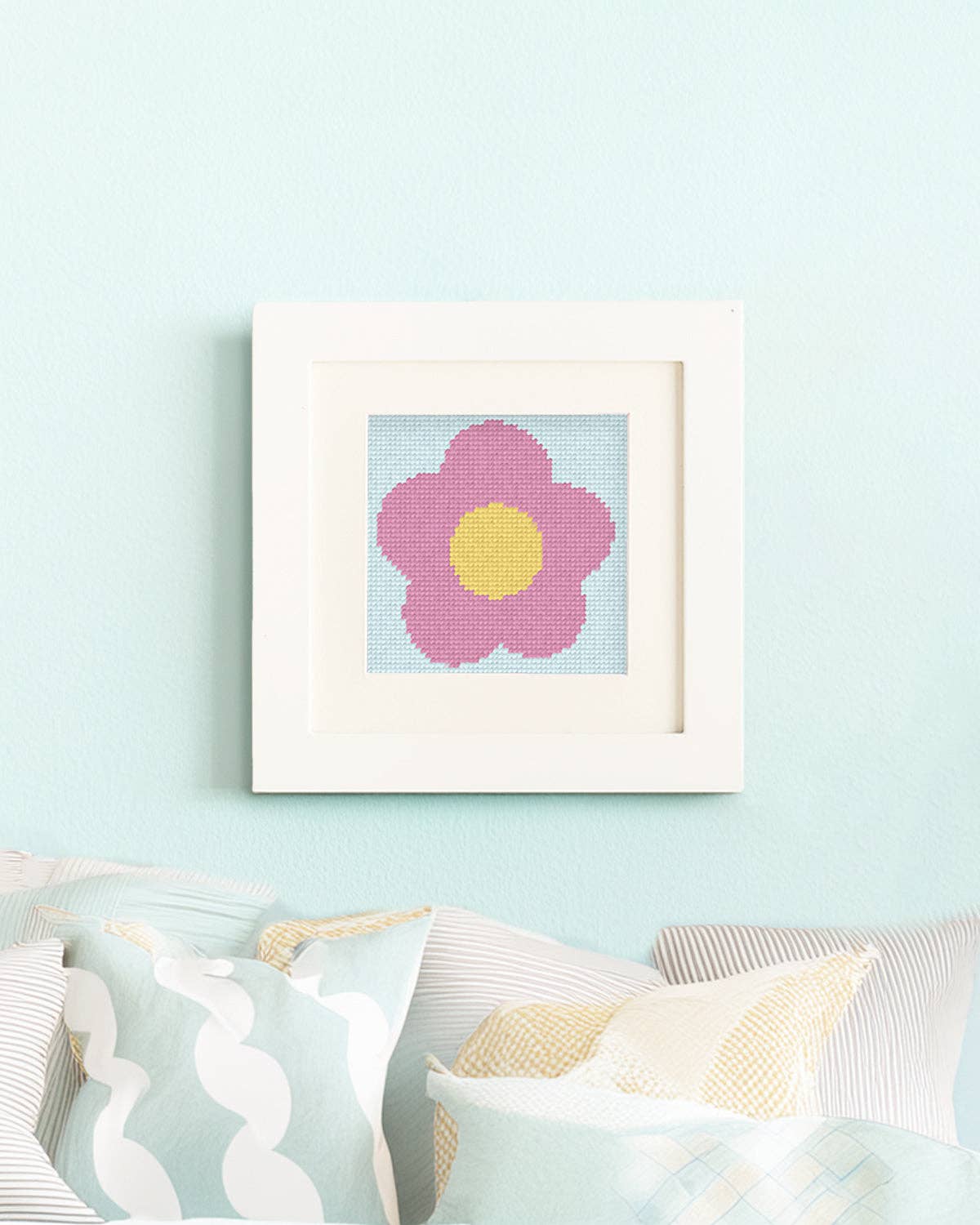 Unwind Studio - Wholesale Doe-het-zelf-knutselset - Kinderen - Roze Margriet - Borduurpakket voor Kinderen0