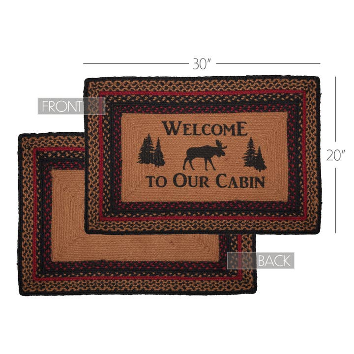 VHC Brands - Wholesale Door Mat - Cumberland Stenciled Moose Jute Rug Rect Welcome to the Cabin 20x30