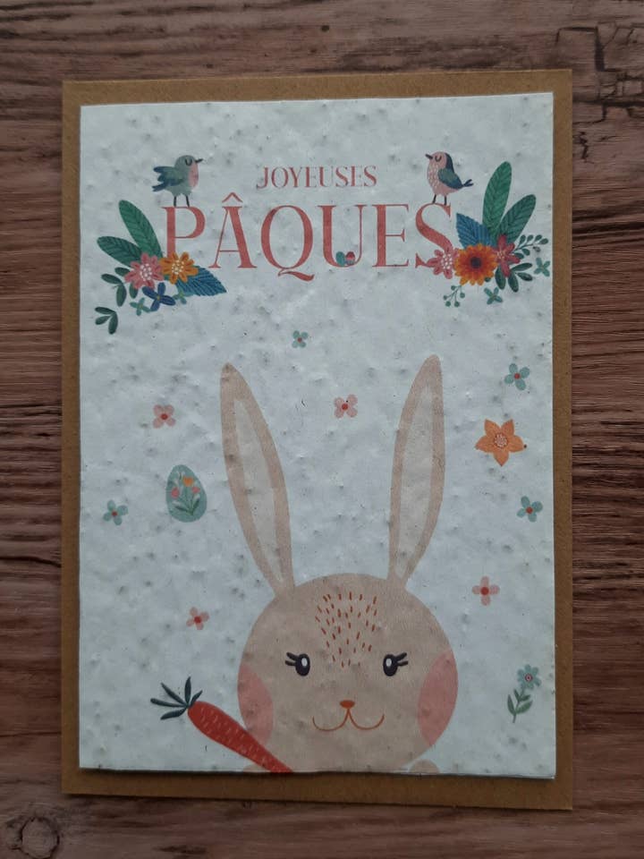 Biglietto da piantare - Buona Pasqua (coniglietto) per la vendita all'ingrosso da parte di Des Mots Qui Fleurissent
