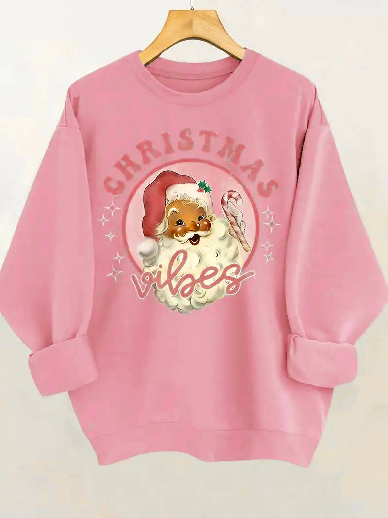 Rosa Clothing - Wholesale Sweatshirt - Women's - Merry & Bright christmas tree santa crew sweatshirt0