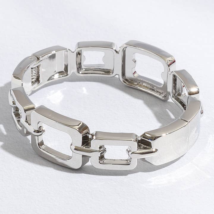 Fashion City - Wholesale Bangle bracelet - Square Chain Gold&Rhodium Plated Bangle Bracelet11