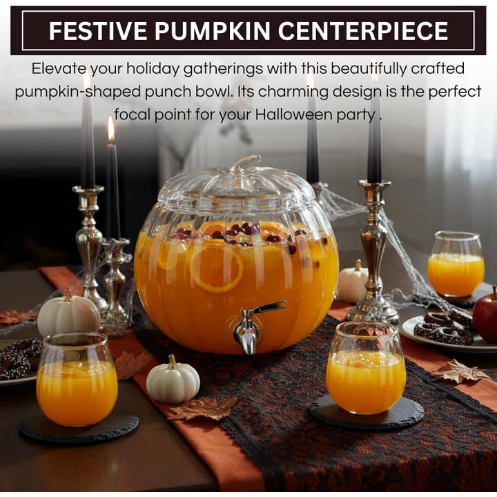 The Wine Savant / Khen Glassware - Wholesale Drink Dispenser - Glass Pumpkin Drink Dispenser 2 Gallon3