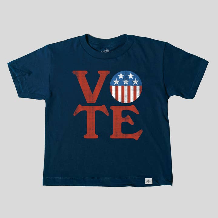 Vote Love T-shirt voor kinderen met grafische print voor Amerikaanse verkiezingen, marineblauw voor wholesale door Kid Dangerous