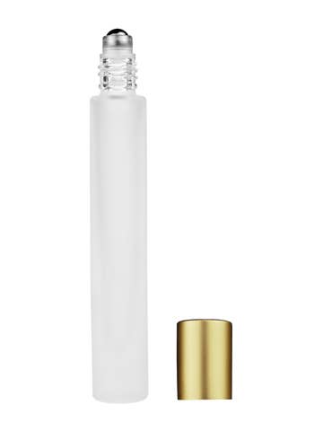 Tall Frosted Cylinder Glass Bottle with Metal RollerBall-9ml for wholesale by Best Bottles