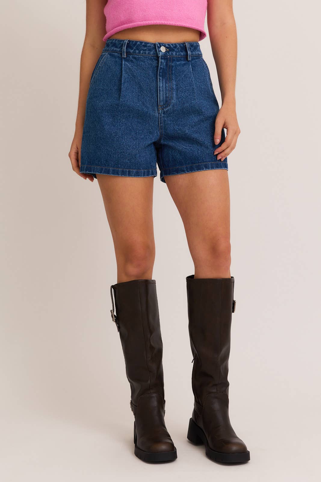 PLEATED DENIM SHORTS
 for wholesale on Faire2