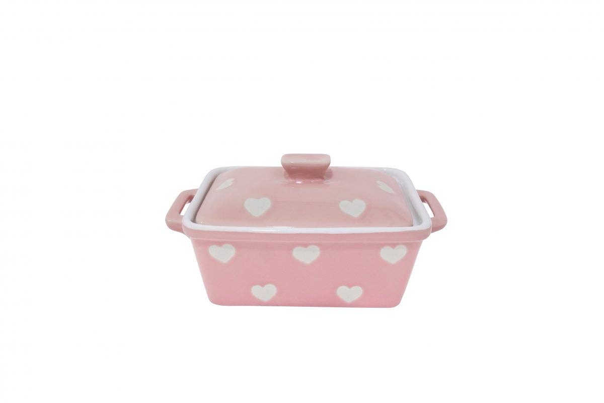 Isabelle Rose - Wholesale Butter Dish - Pink butter dish with hearts Isabelle Rose0