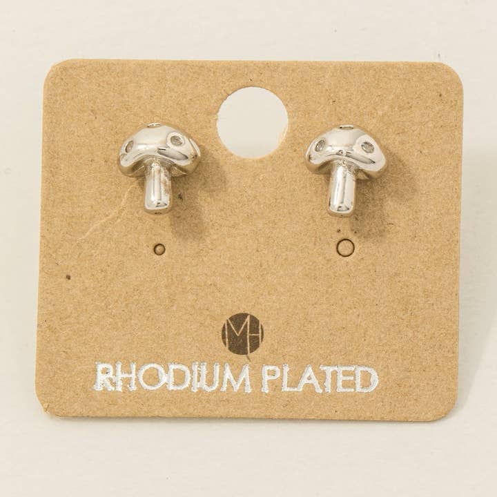 Gold Dipped Mushroom Stud Earrings for wholesale by Fame Accessories