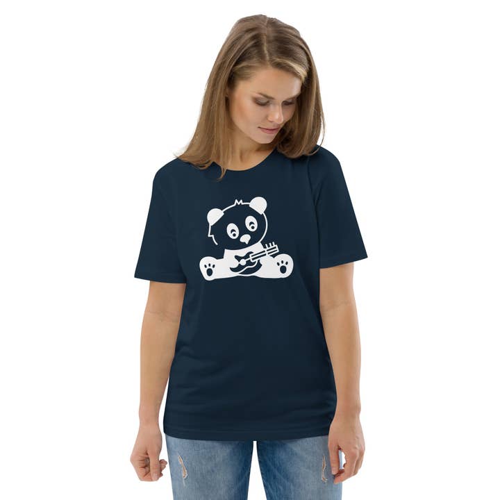 Panda Playing Guitar Unisex organic cotton essential t-shirt for wholesale by Lady Liberty & Co.