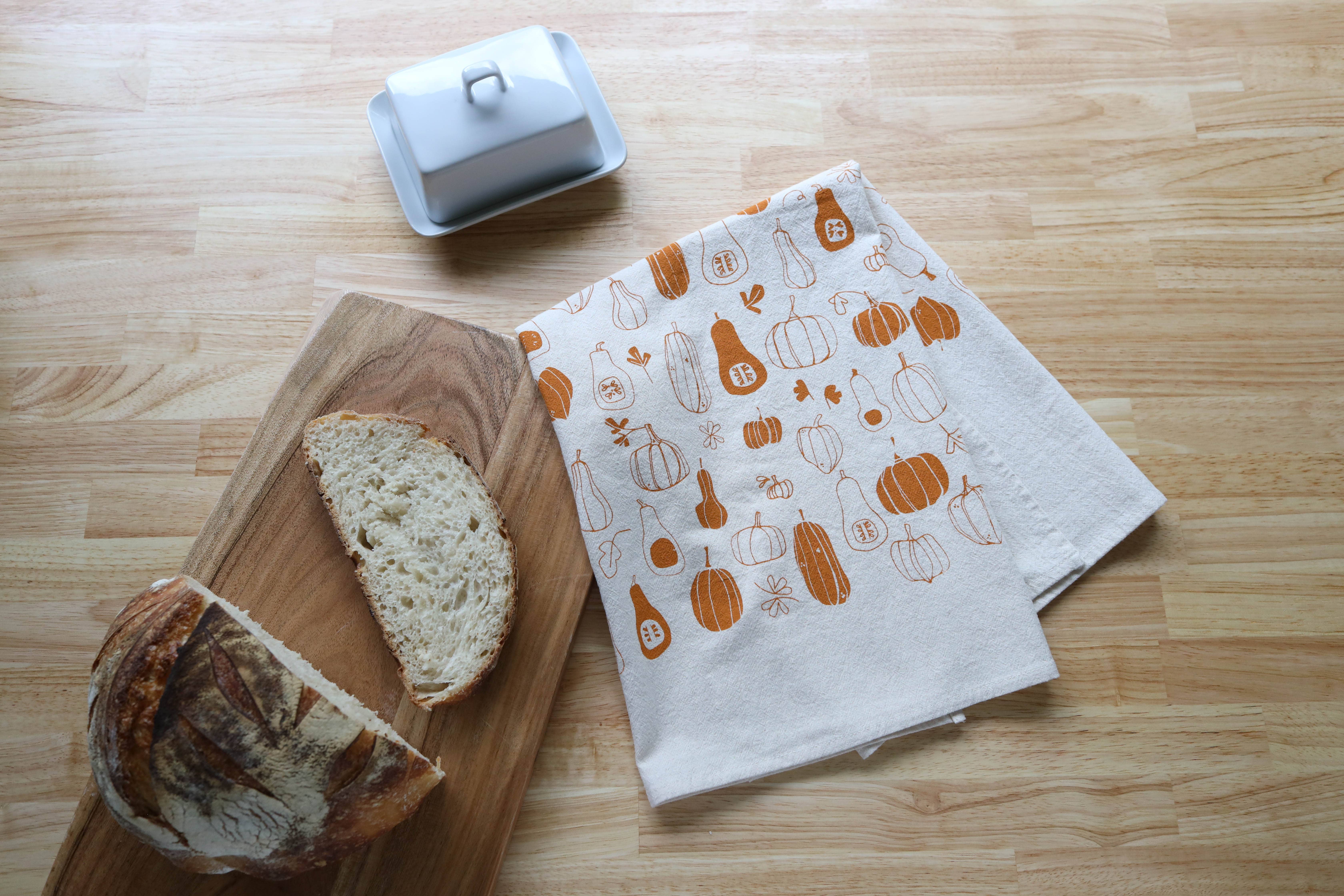 The High Fiber - Vendita all'ingrosso Strofinacci - Canovaccio stampato a mano con zucca e zucca invernale per l'autunno1