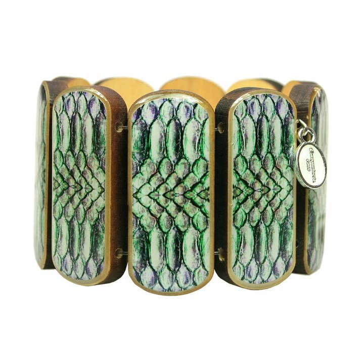 Statement Holzarmband Breit Schlangenmuster für den Großhandel von Escapulario