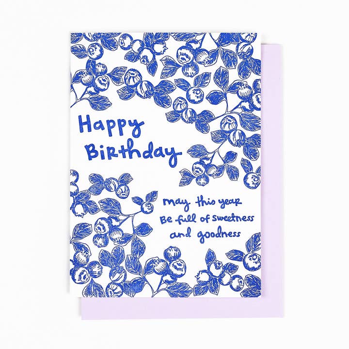 Birthday Letterpress Greeting Card: Blueberry Birthday for wholesale by Macon York Press