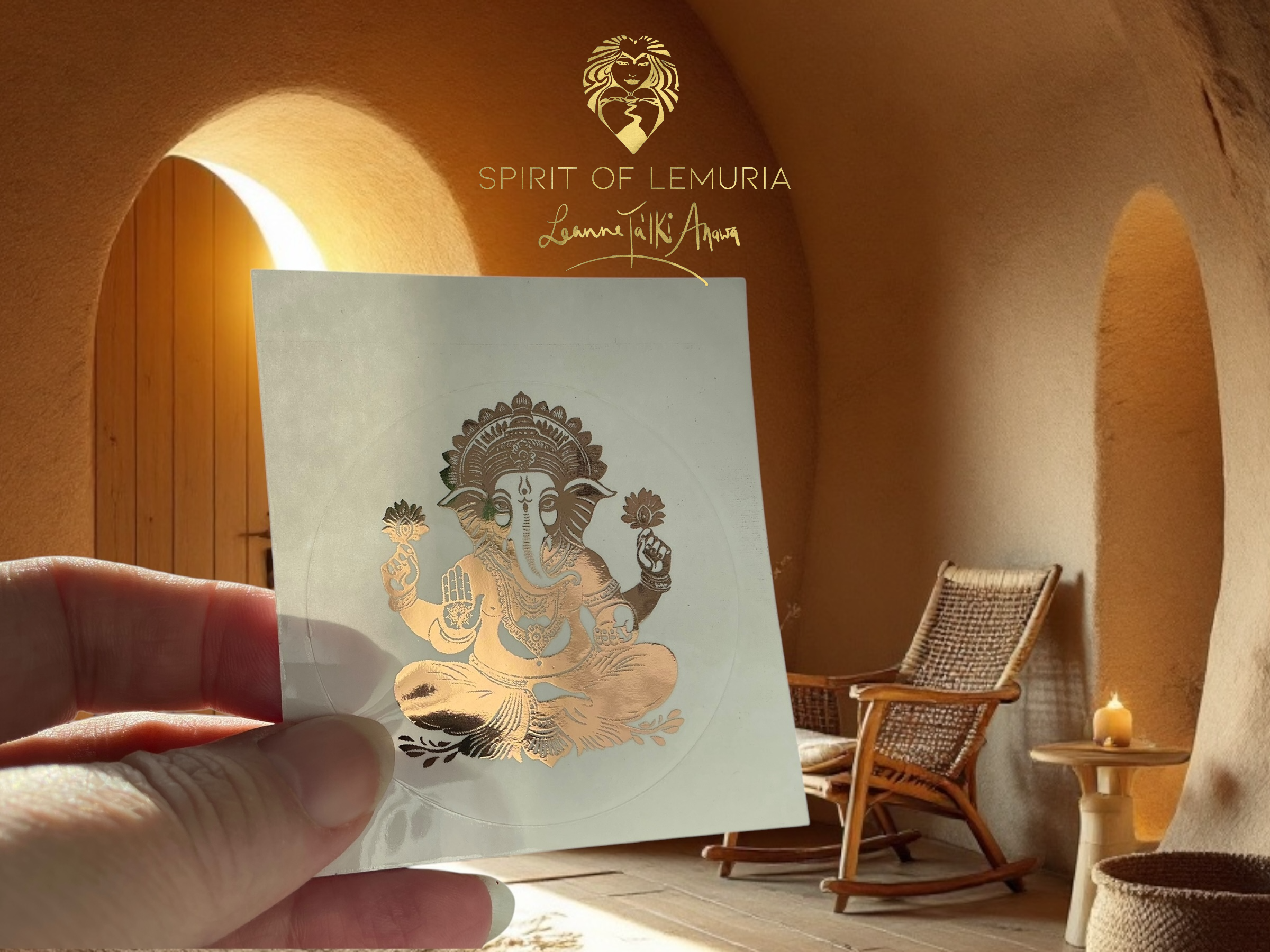 Spirit of Lemuria – Adesivo por atacado – Autocolante de Geometria Sagrada Ganesh 2 Foiled6