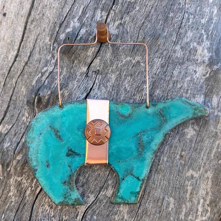 Bear Copper Christmas Ornament for wholesale by Dos Damas Designs