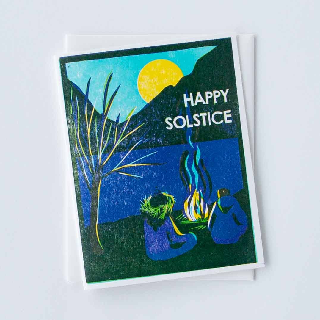 Heartell Press - Wholesale Season's Greetings Card - Happy Solstice Fireside Letterpress Card1