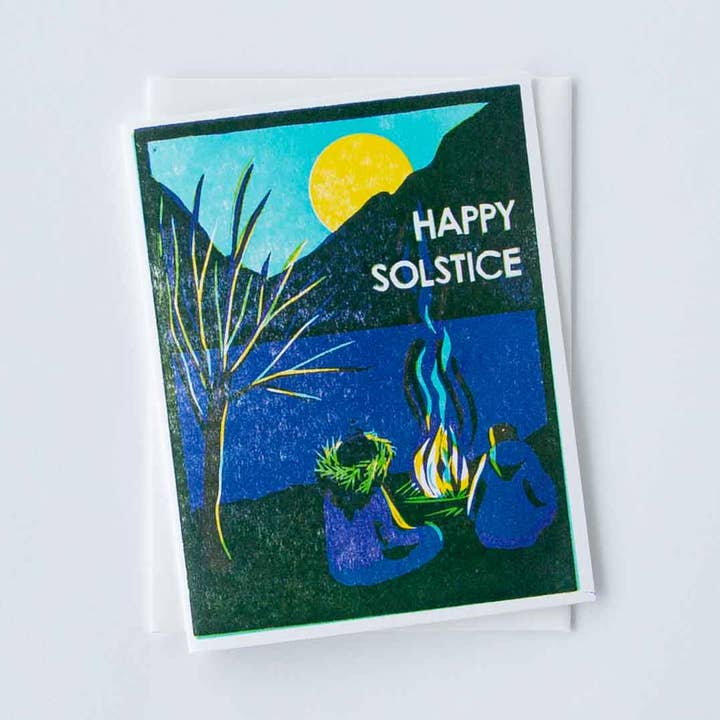 Heartell Press - Wholesale Season's Greetings Card - Happy Solstice Fireside Letterpress Card1