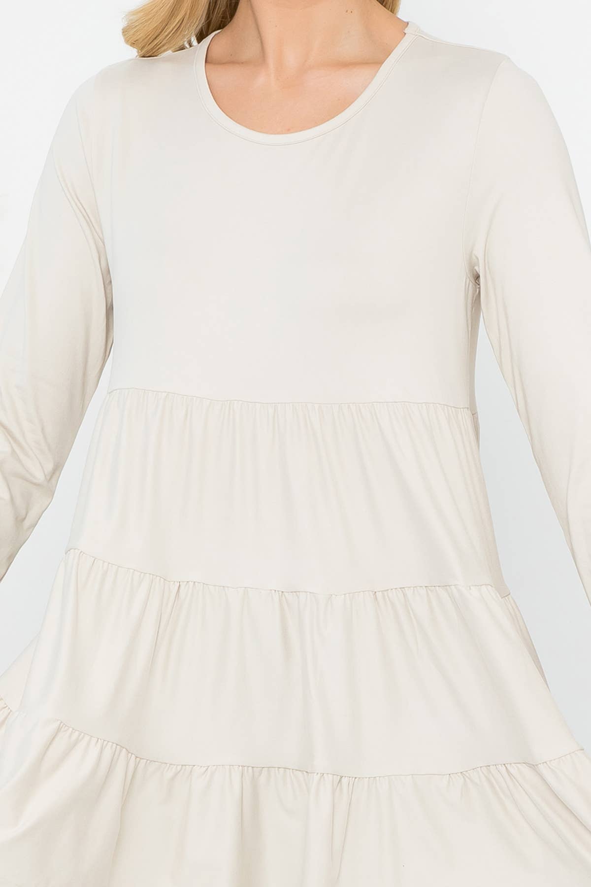 You & Me - Wholesale Tuniek - Dames - YMT20005V-STEVIGE GELAAGDE TOP MET LANGE MOUWEN66