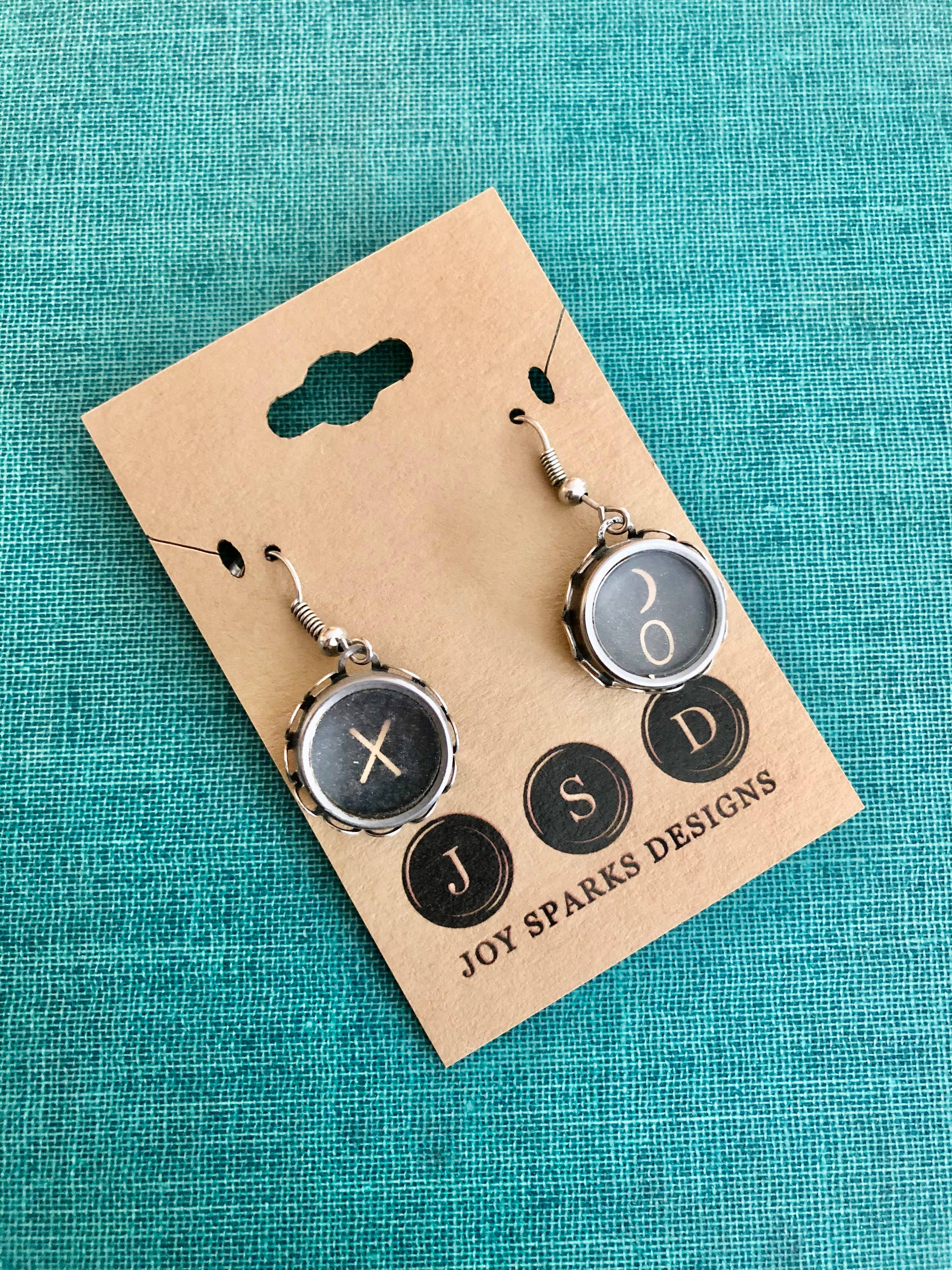 Joy Sparks Designs - Wholesale Dangle Earrings - XO Typewriter Key Earrings3