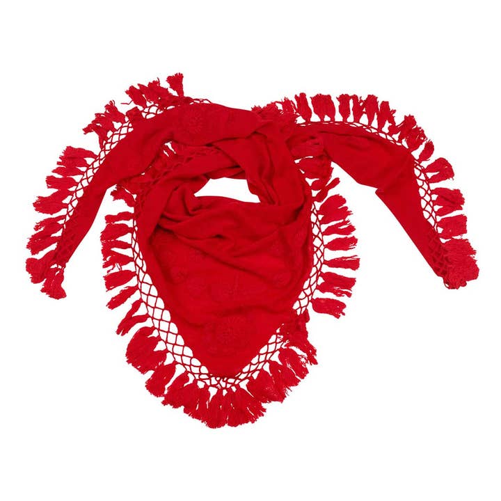 Bufanda triangular de cachemir hecha a mano, roja para venta al por mayor de Shirin Sehan