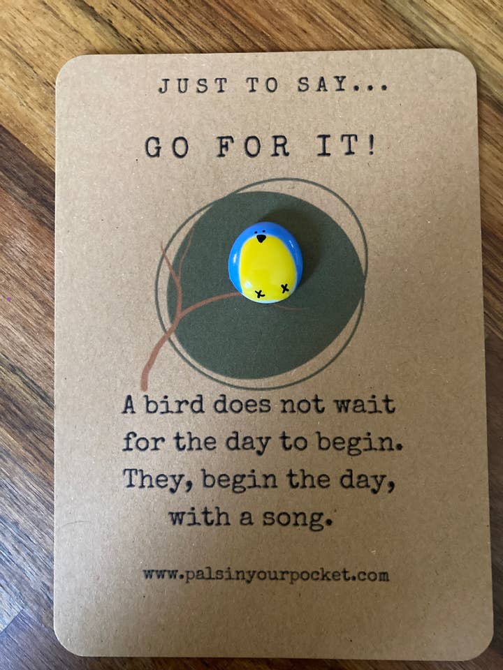 Positive Vibes Bird Greeting Postcard & Worry Stone for wholesale by Pals in your Pocket