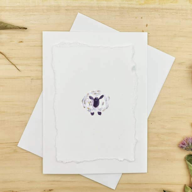 Carte blanche de mouton peint à la main pour la vente par Irony Art