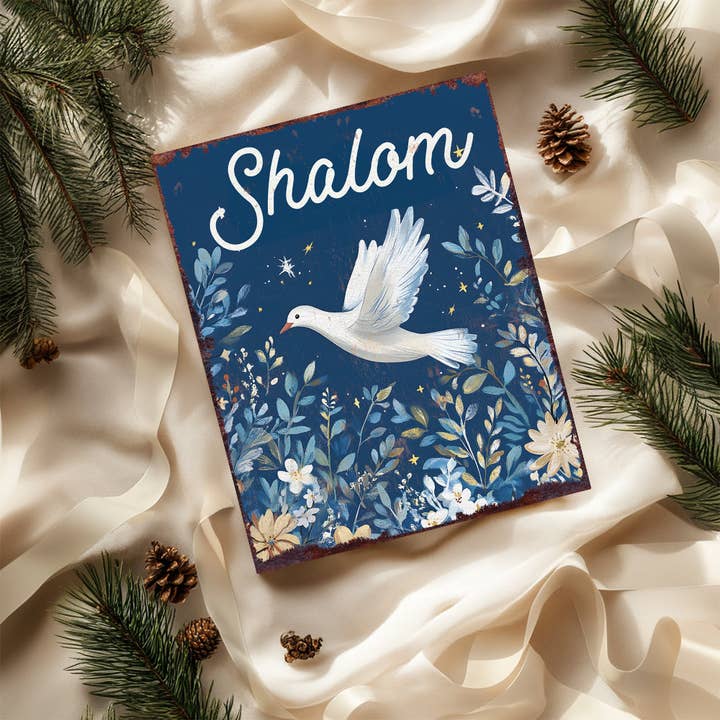 TX USA Corporation - Wholesale Decorative Tabletop Object - 15in Hanukkah Table Decor | Wooden “Shalom” Tabletop Decoration | Indoor Party Decor | 15x12in