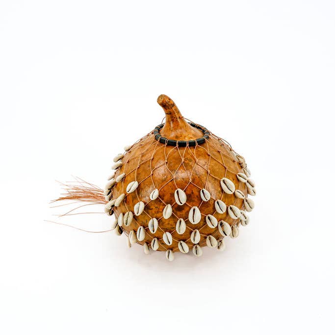 Gitzell FairTrade - Wholesale Musical Instrument - Music Shaker/Rattle, Cowrie Shell Gourd
