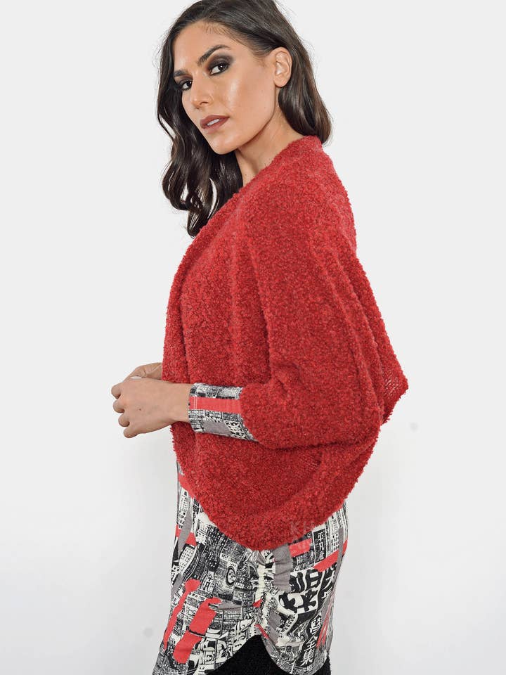 Bouclé Shrug Jacket - rouge for wholesale by Khangura