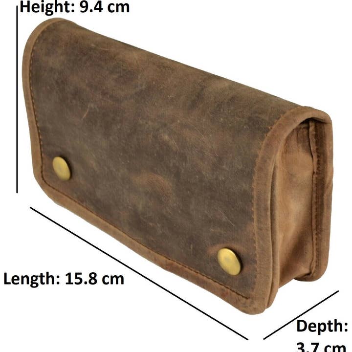 hide & chic - Wholesale Pouch - Women's - Quality Full Grain Vintage Leather Tobacco Pouch Style: 12035. BROWN. Compact Size.1