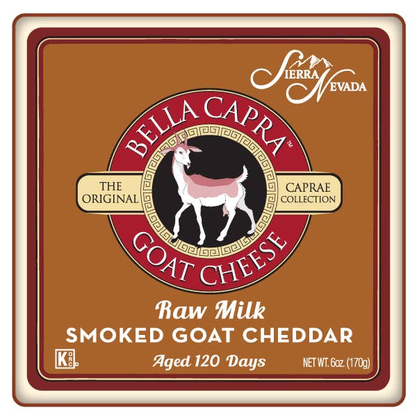 Sierra Nevada Cheese Company - Wholesale Cheese - Bella Capra Raw Milk Smoked Goat Cheddar 12/6oz squares