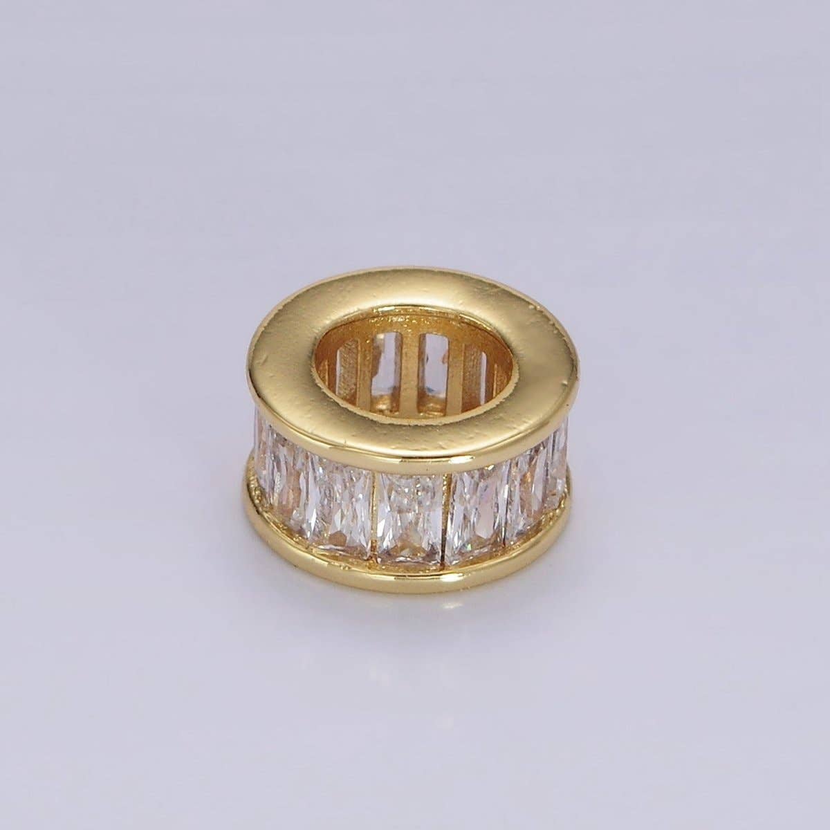 Aim Eternal - Vendita all'ingrosso Ciondolo/pendente - Charm distanziatore con pietra natale in oro riempito 14K CZ Baguette Rondell per collana braccialetto | B861 - B8729