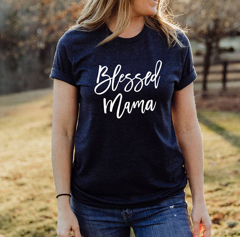 Zoe Creative Co - Wholesale Screen Printed T-Shirt - Women's - Blessed Mama Shirt Mom Life T-Shirt Mother's Day Mommy Tee12