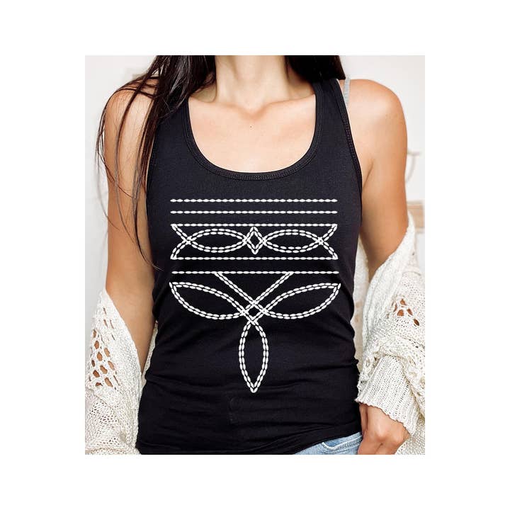 COLORBEAR - Wholesale Tank Top - Women's - Western Boot Stitch Graphic Racerback Tank Top7
