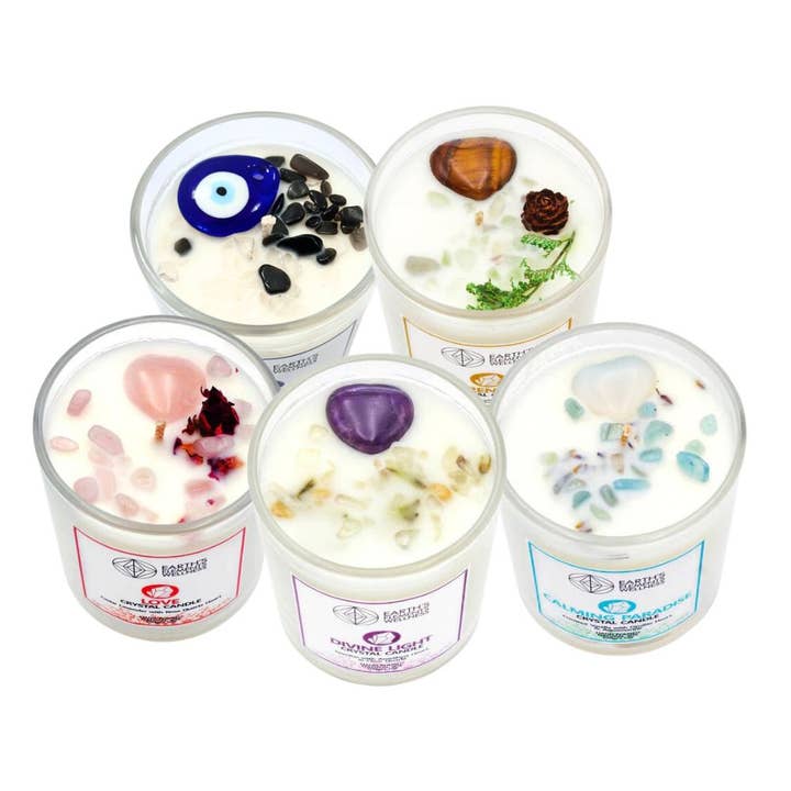 Earths Elements Wholesale - Wholesale Jar/Filled Candle - Crystal Candle, Set of 15