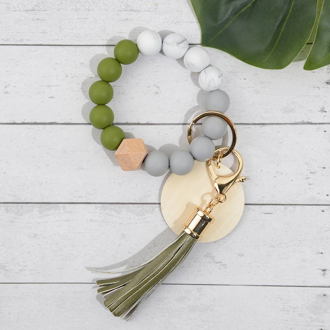 SoapElenGlen – wholesale Keychain bracelet – Silicone Beaded Fringed Keychain Wristlet1