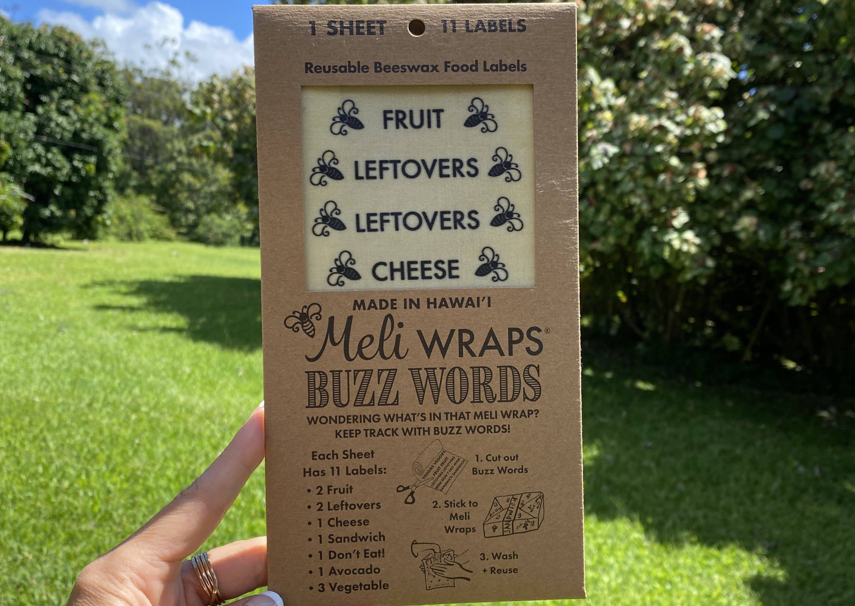 Meli Wraps - Wholesale Food Storage Wrap/Bag - Buzz Words Beeswax Wrap Food Labels3