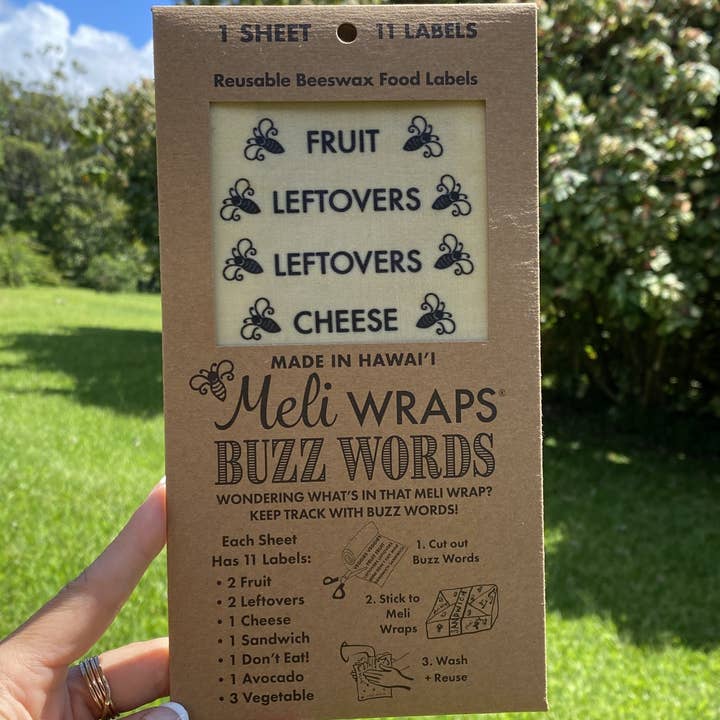 Meli Wraps - Wholesale Food Storage Wrap/Bag - Buzz Words Beeswax Wrap Food Labels3