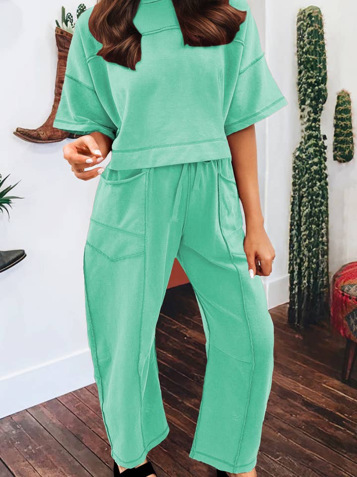 Spring 2026 Drop Shoulder Boxy Tee and Barrel Pants Set for wholesale by fashionworks