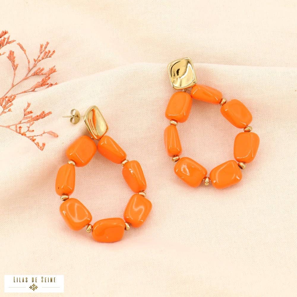 Lilas de Seine - Wholesale Dangle Earrings - Vintage steel drop resin earrings 03240011