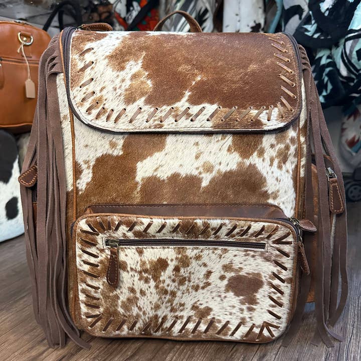Western Cowhide Fringe Backpack Diaper Bag for wholesale by Sunshine Home Textile