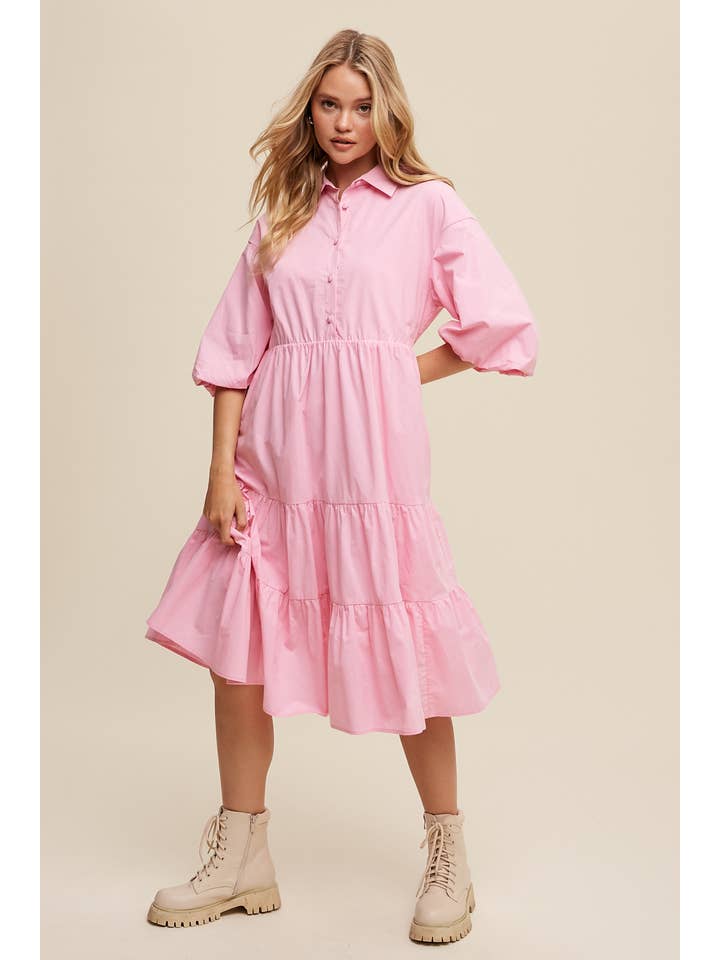 Listicle - Wholesale Dress – Women's - Tiered Poplin Shirt Dress39