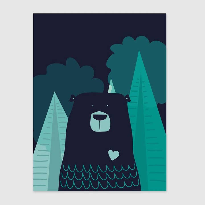 Nordic Bear II Wall Art Print, Nursery Wall Art, Scandi for wholesale by Baldy And The Fidget