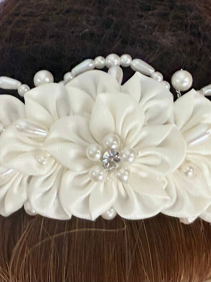 Light Ivory Communion Tiara or Flower Girl for wholesale by Lace and Grace Veils