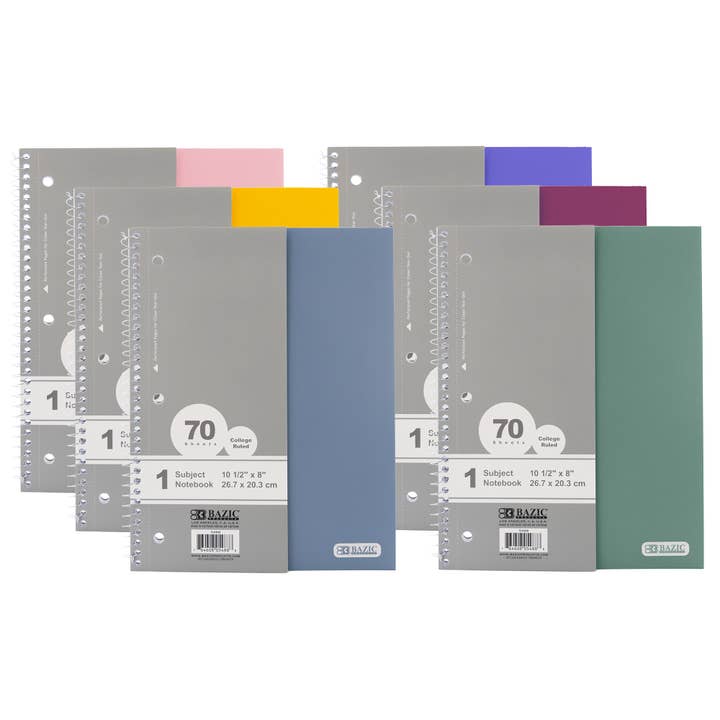 Notebook Spiral C/R 1-Subject Morandi Poly Cover 70 Ct. for wholesale by BAZIC Products