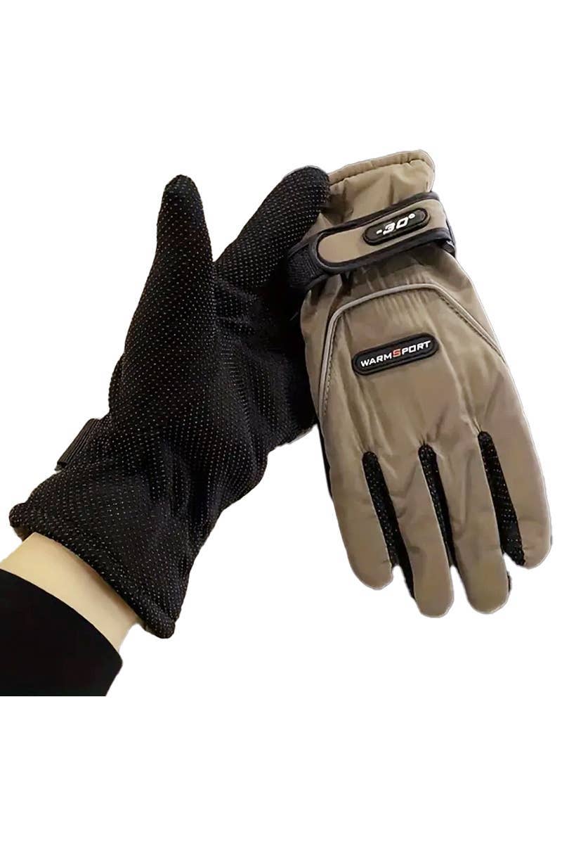ASSORTITI Guanti da sci sportivi da uomo caldi, in colori neutri scuri, con logo in vendita all'ingrosso su Faire7