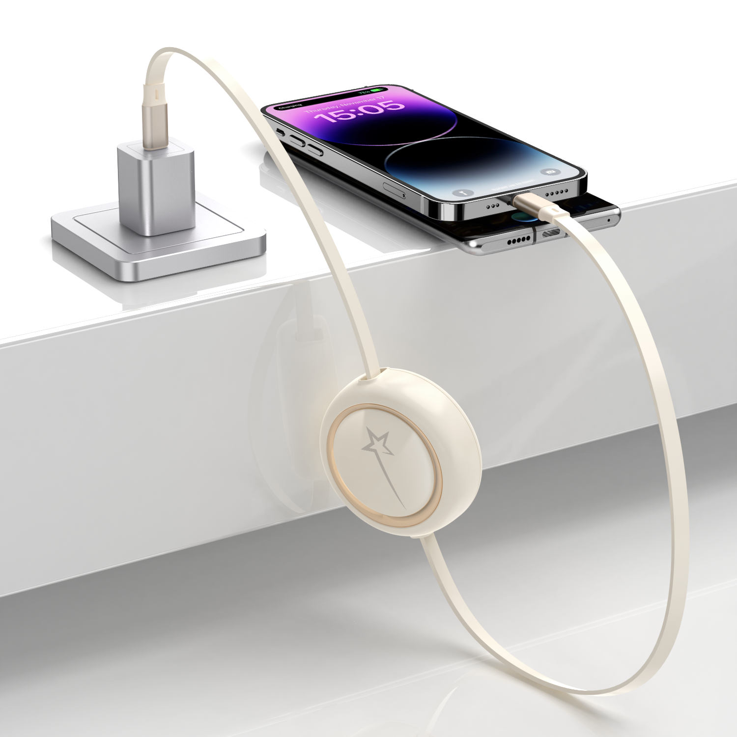 LAX Gadgets – wholesale Laddningskabel – Infällbar 100W USB-C till USB-C 4ft kabel - detaljhandelsförpackning7