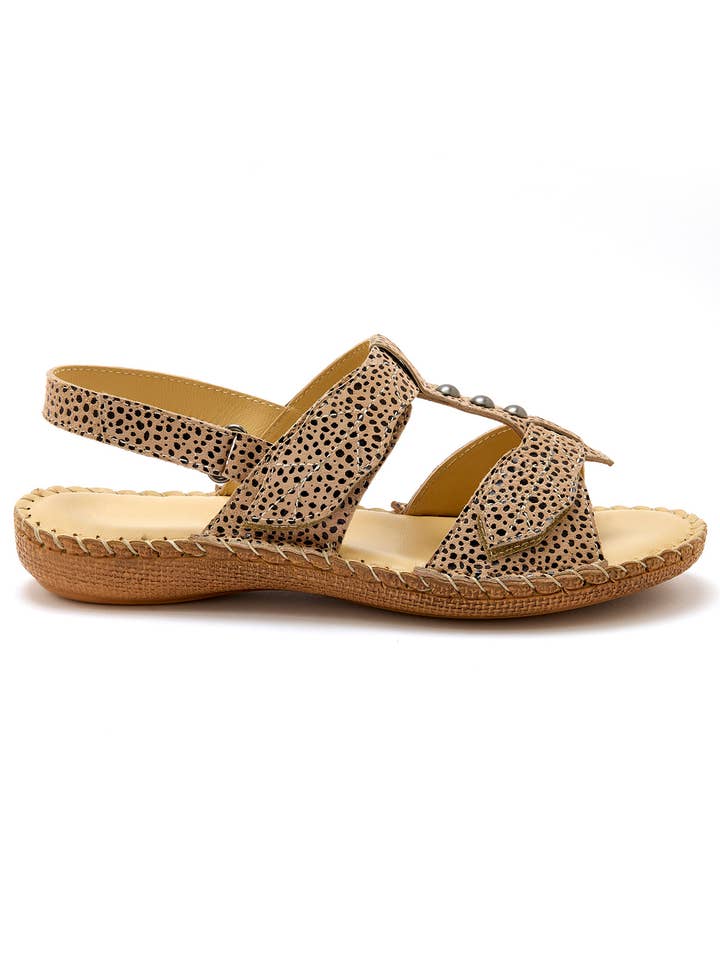 Beige Print Ultra-soft leather sandals (1005251_0033) for wholesale on Faire