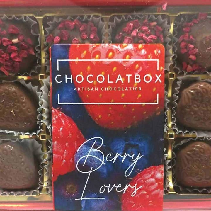 Belgian Chocolate Berry Lovers 12 Assortment Gift Box for wholesale by ChocolatBox