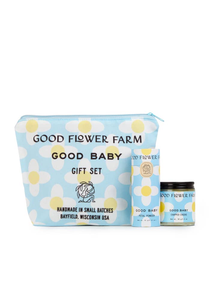 Good Baby Organic Skincare Gift Set w/ Gift Bag Zip Pouch 👶 for wholesale by Good Flower Farm