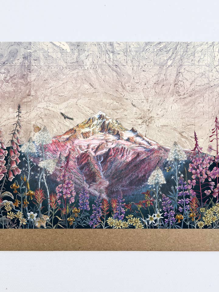 Mt Hood Summer Fine Art Blank Note Card for wholesale by Final Switchback by Katie Jeanne Reim