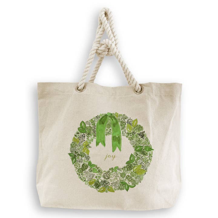 French Graffiti - Wholesale Tea Towel - Green Wreath with Joy6